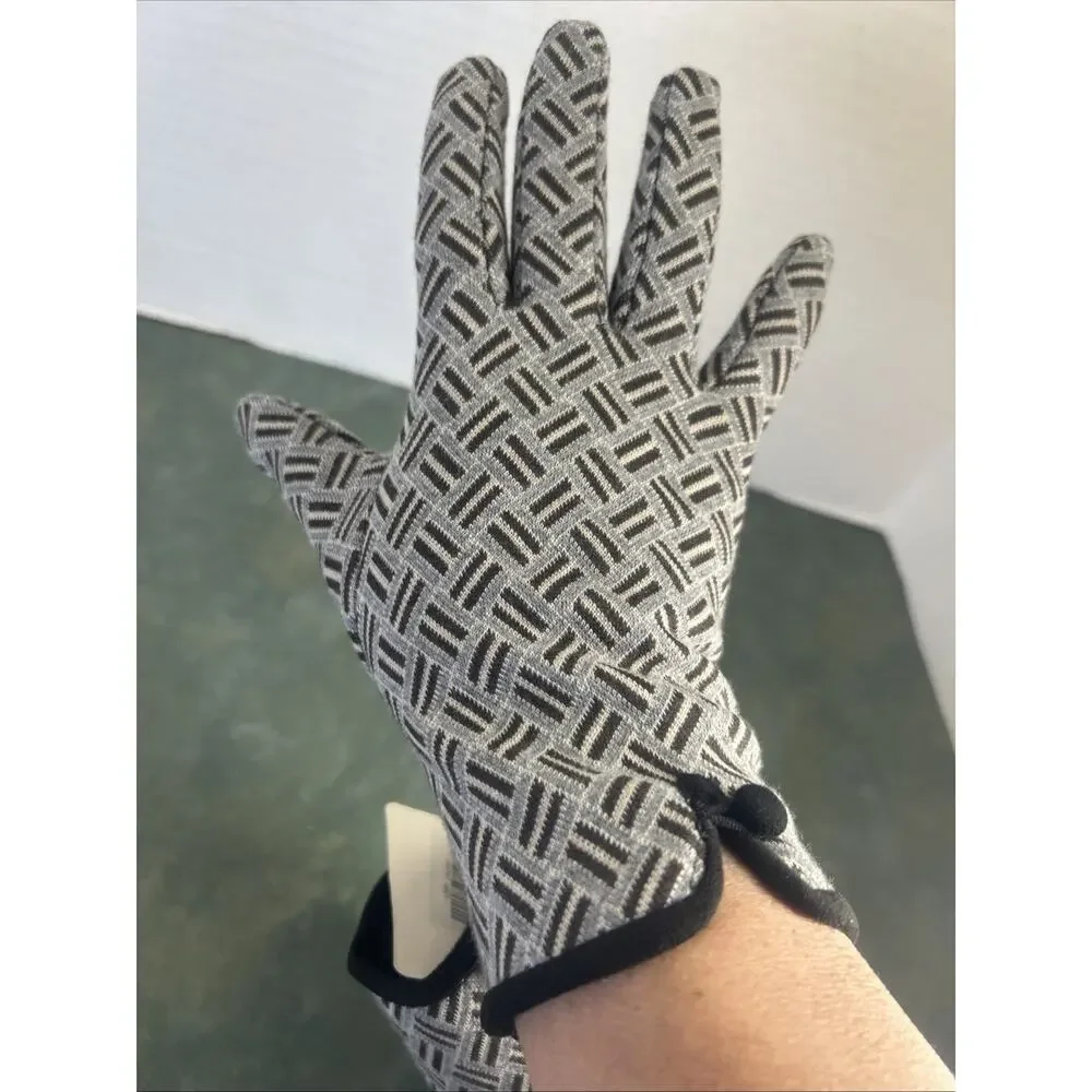 Fadivo New York Womens Touchscreen Gloves Gray Black Fleece Lined New Geometric